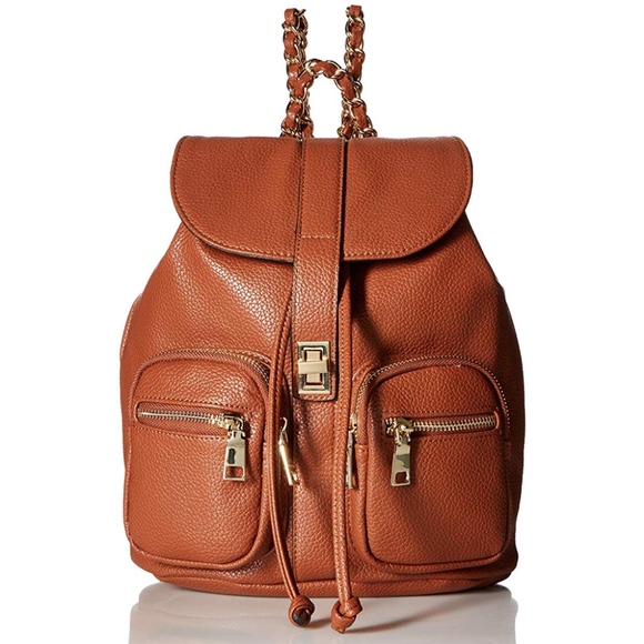 Steve Madden Handbags - Steve Madden Bally Medium Chain Backpack, Cognac